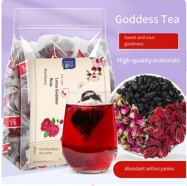 Mulberry rose roselle tea