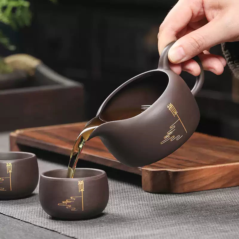 Tao Fuqi Household Purple Sand Kung Fu Tea Set A complete set of ceramic teapots. teacups. tea ceremonies - Image 3