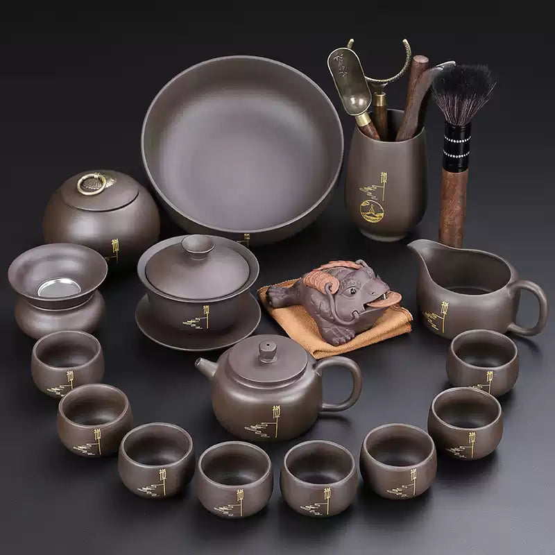 Tao Fuqi Household Purple Sand Kung Fu Tea Set A complete set of ceramic teapots. teacups. tea ceremonies